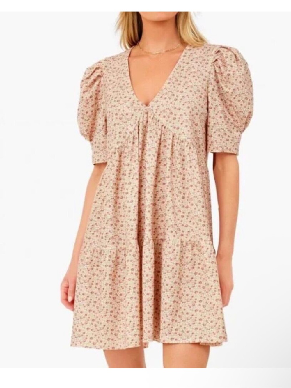Hyacinth House Floral Puff Sleeve Follie Mini Dress Large